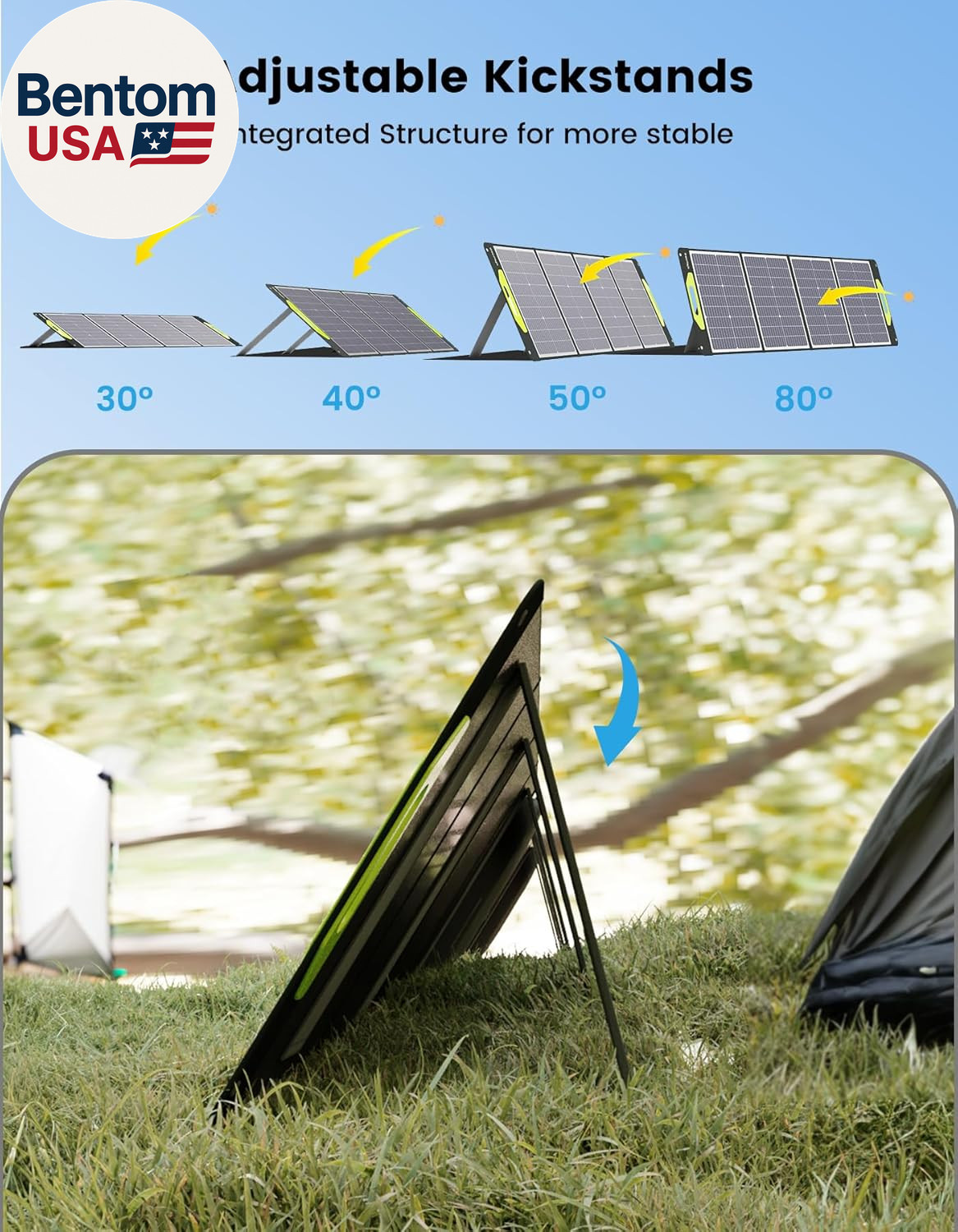 120W Portable Solar Panel 19V, 120W Foldable Solar Panels Kit with Adjustable Ki