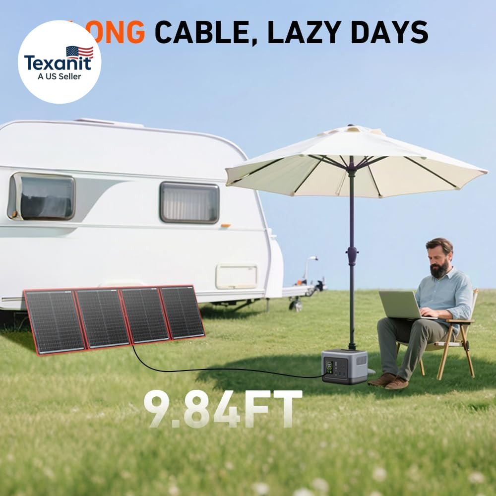 200W Portable Foldable Solar Panel Kit (20X27In, 9.7Lb), with Separate Controlle