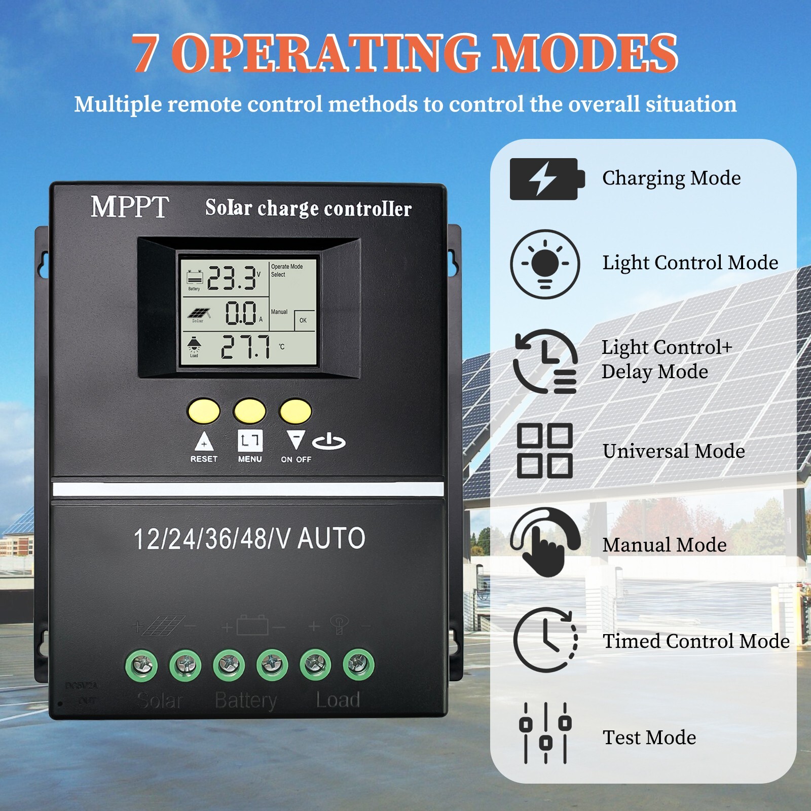 MPPT 100A Solar Charge Controller 12V/24V/36V/48V Battery Intelligent Regulator