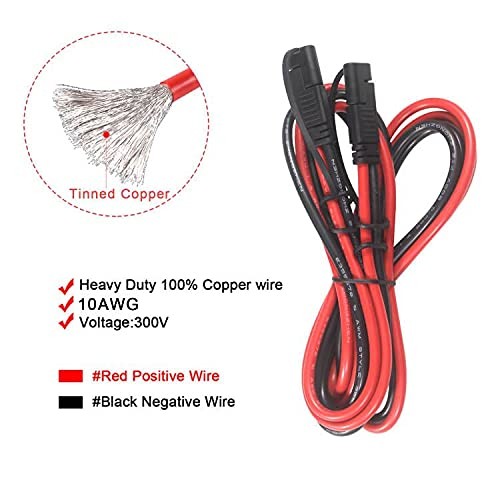 10Gauge Sae Extension Cable 10AWG – 6FT Sae to Sae Cable Battery Charger Exte…