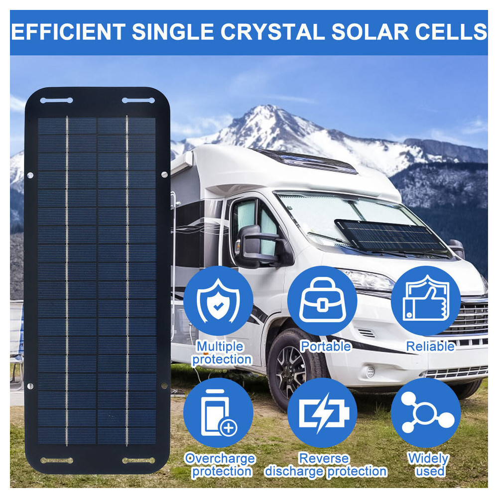 30W Solar Panel 12V Trickle Charger Battery Charger Kit Black For Boat Car RVs