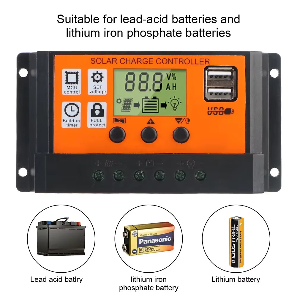 30-100A MPPT Solar Panel Regulator Charge Controller 12V/24V Auto Focus Tracking
