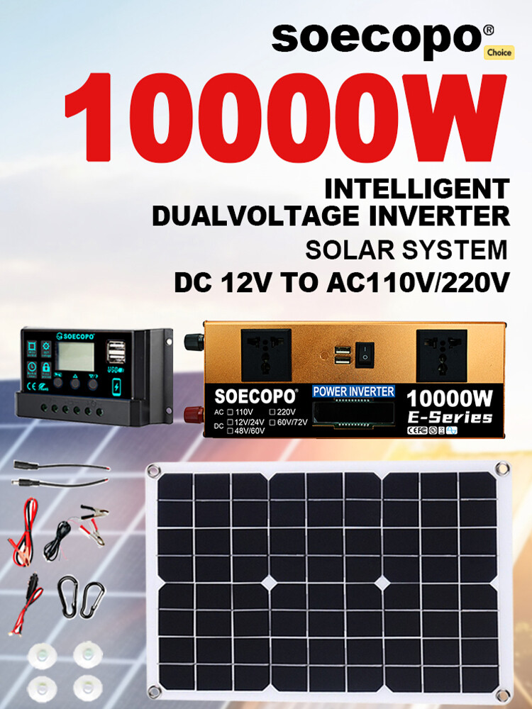 10000W Power Inverter Solar Generator With 200W Solar Panel Home Complete Set