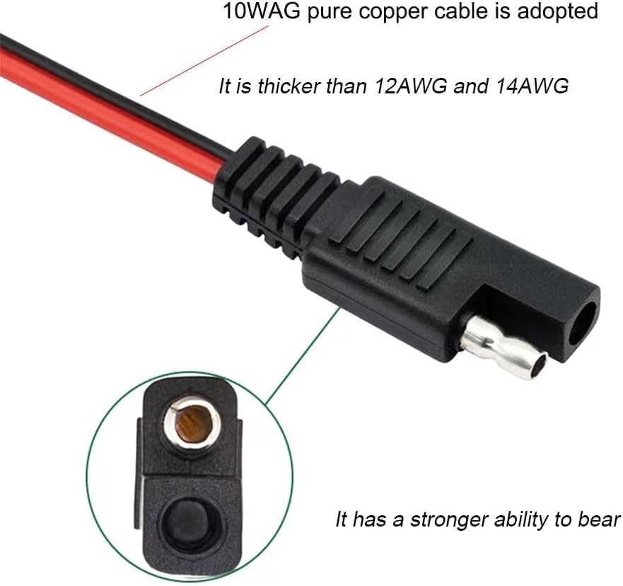 10 AWG SAE to SAE Disconnect Cables, Ideal for Solar & Vehicles – 2 Pack