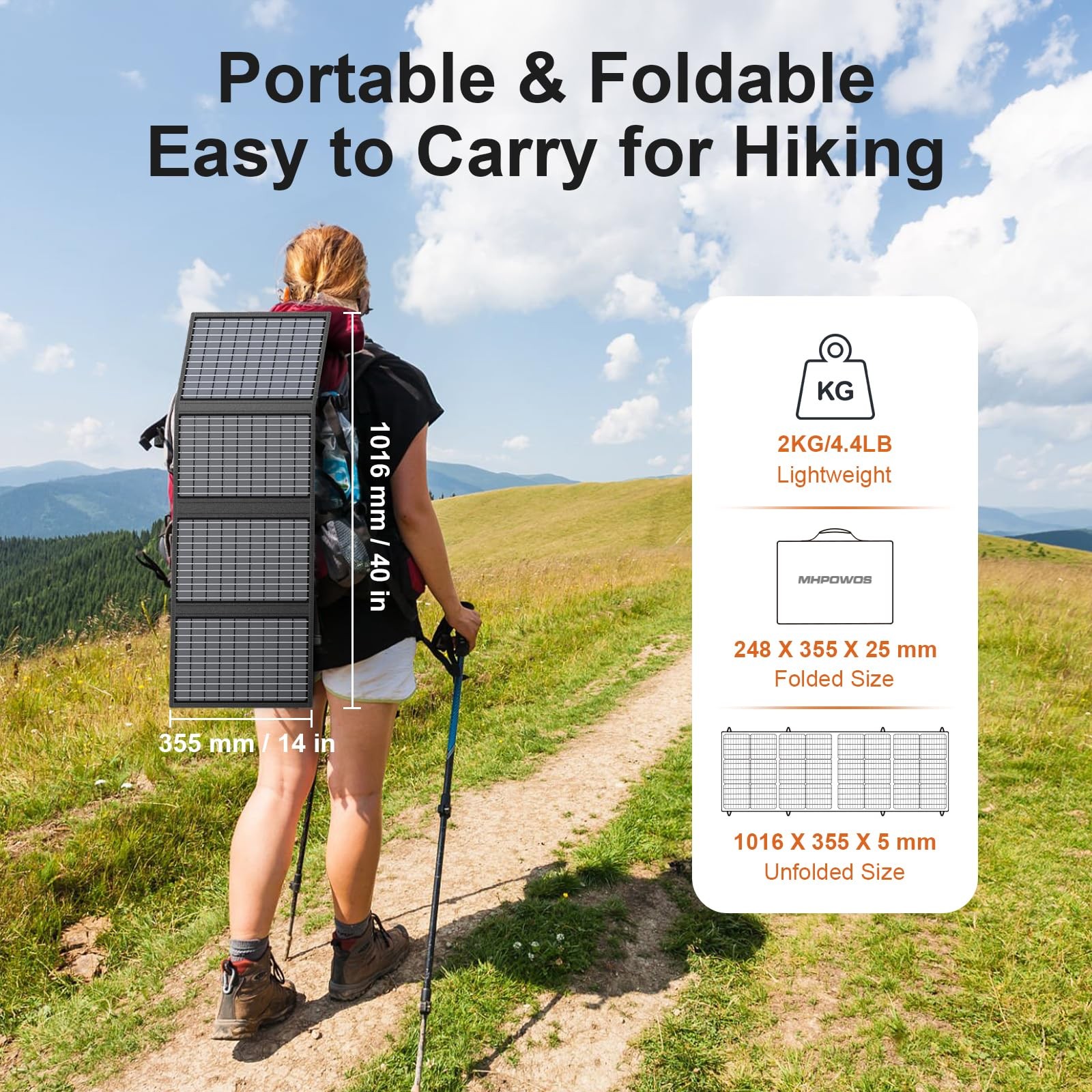 60W Portable Solar Panels Charger with USB-C, USB-A and DC Outputs Foldable I…