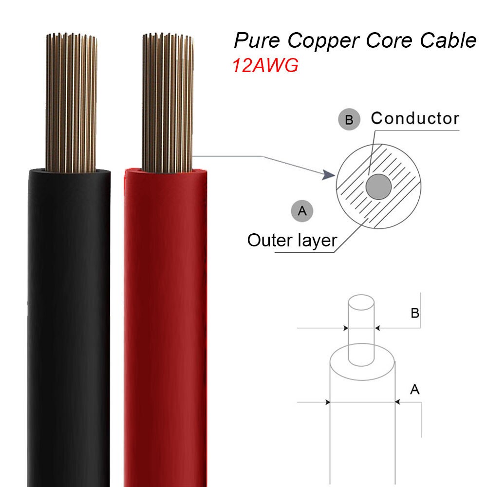 10ft XT60 Female to Solar Connector Solar Panel Extension Charging Cable 12 AWG