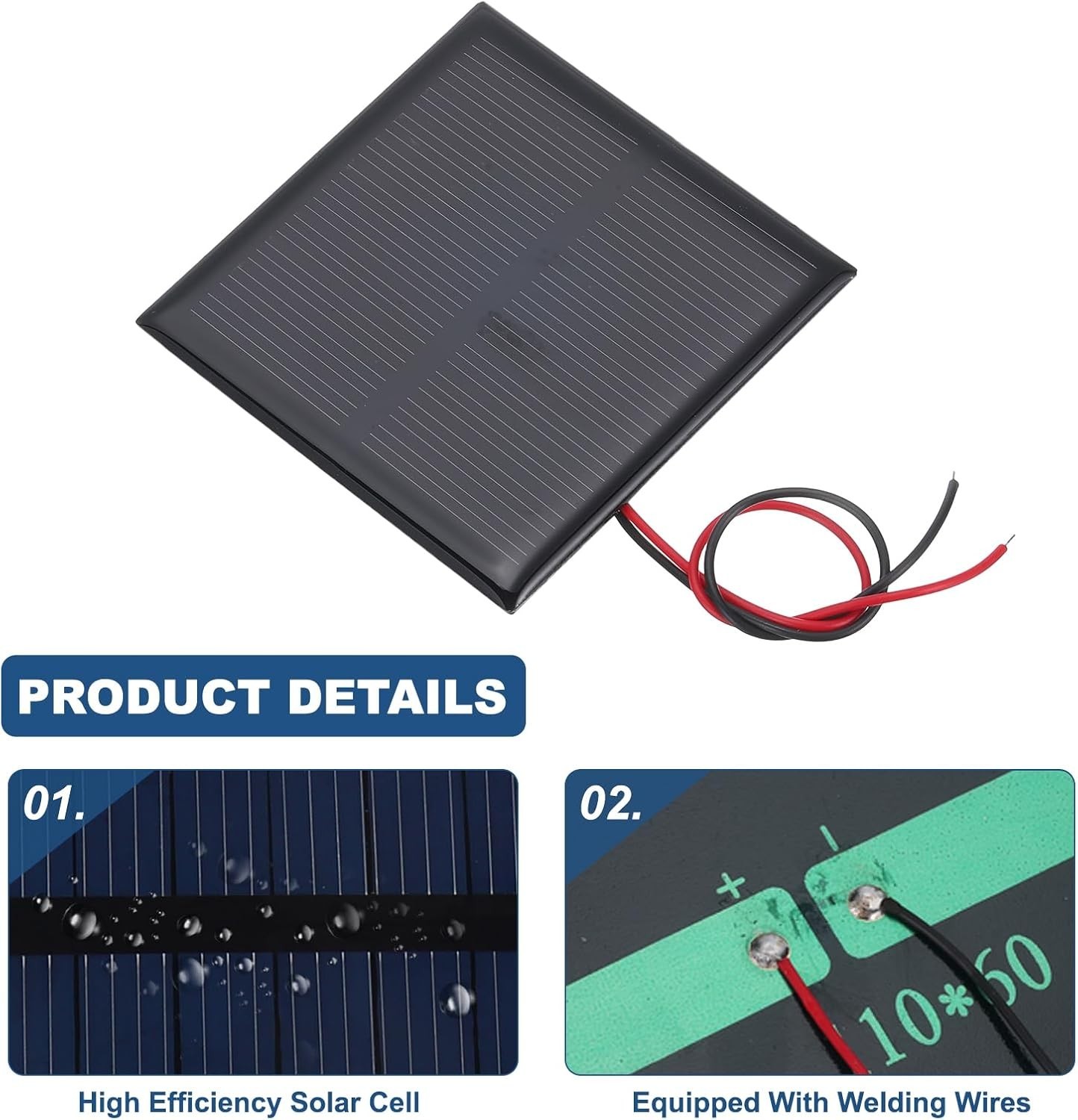 2 Pcs 5.5V 0.44W 70mA Mini Solar Panels, Small Polycrystalline Solar Cell Pan…