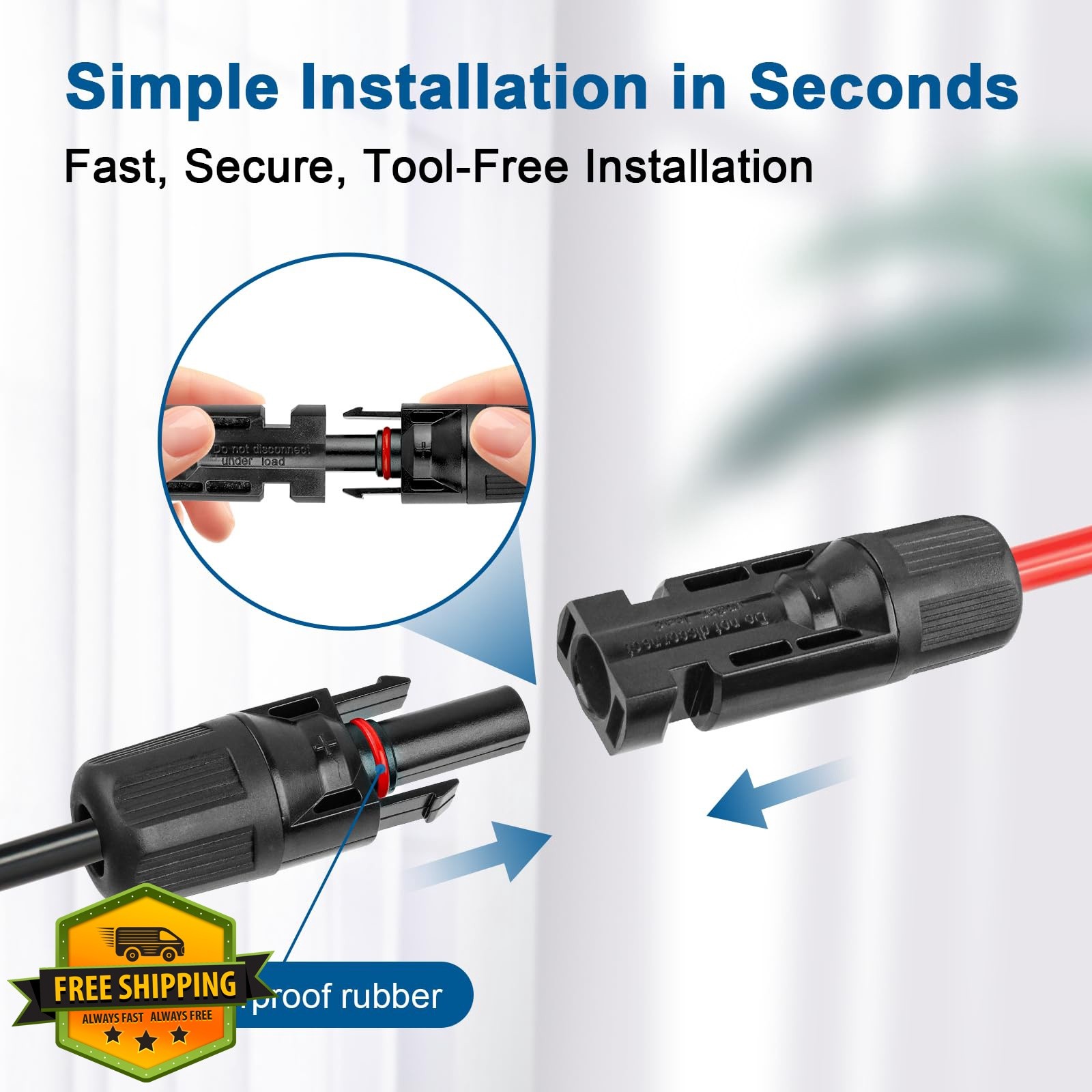 XRDS-RF 10AWG 30FT Solar Extension Cable 2 Pack Red/Black