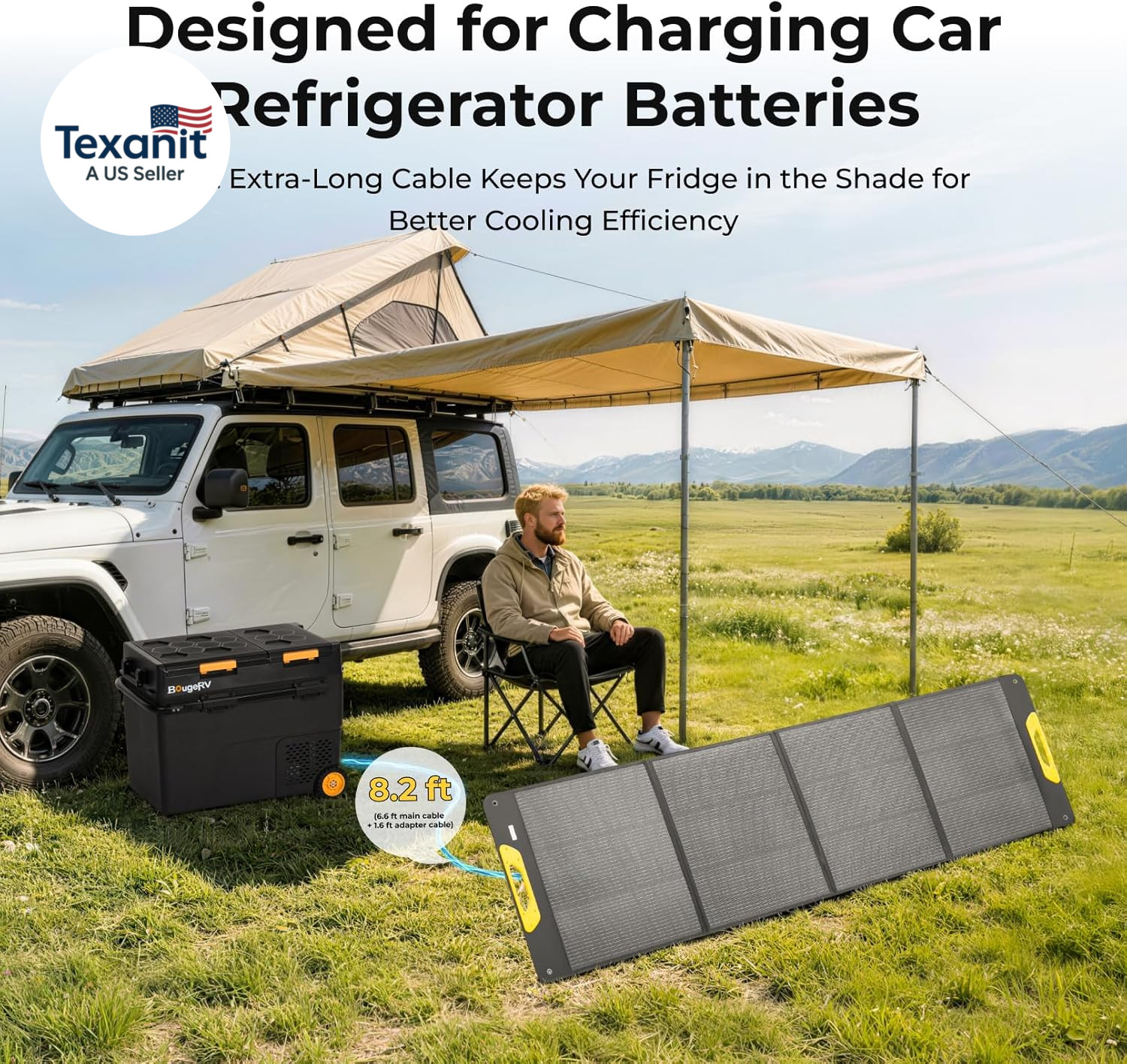 Bougerv 200W Portable Solar Panel, Fiberglass Solar Charger, up to 25% Conversio