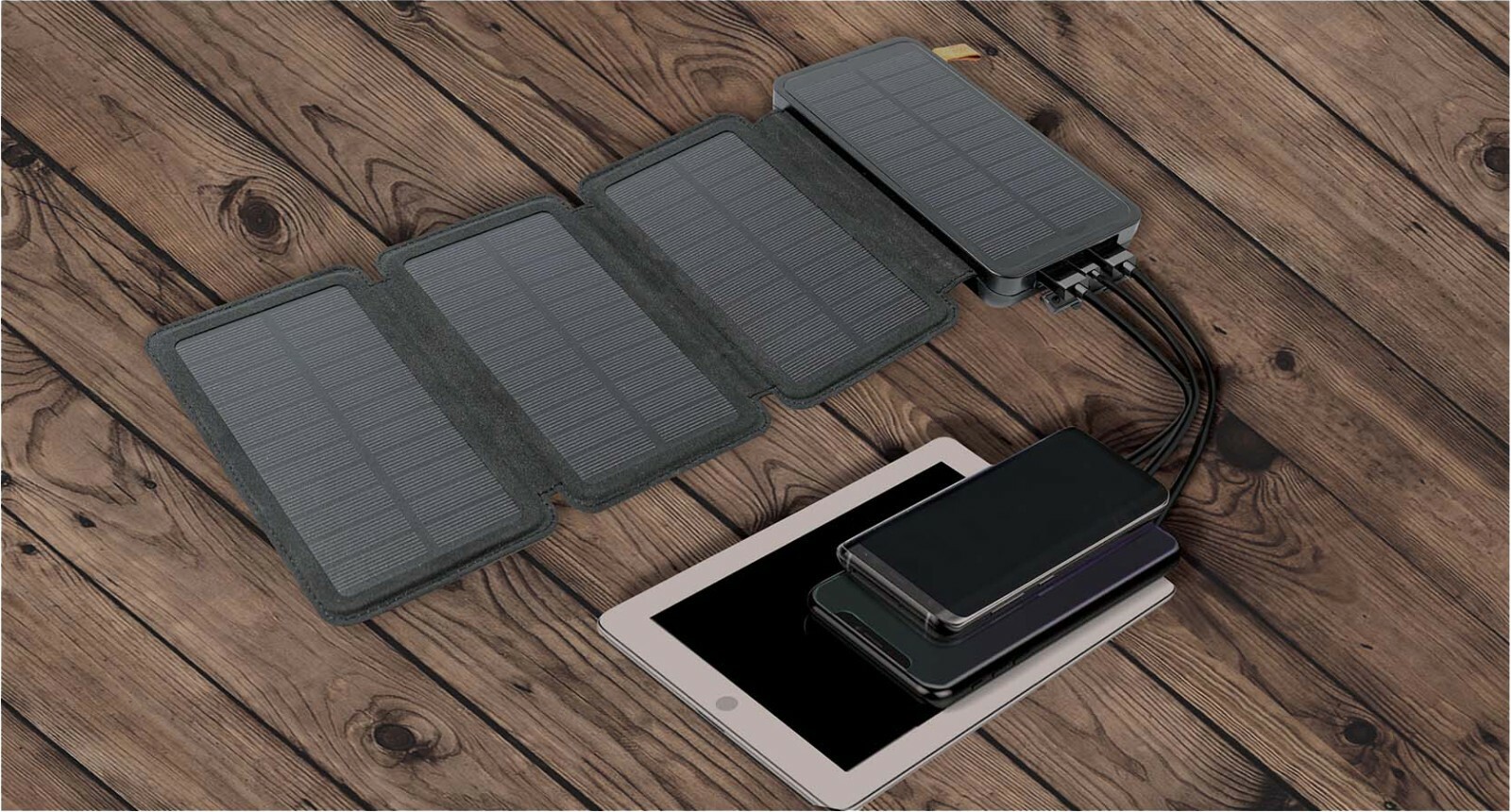 Solar Panel Power Bank Battery Folding Portable Travel Emergency USB Charger