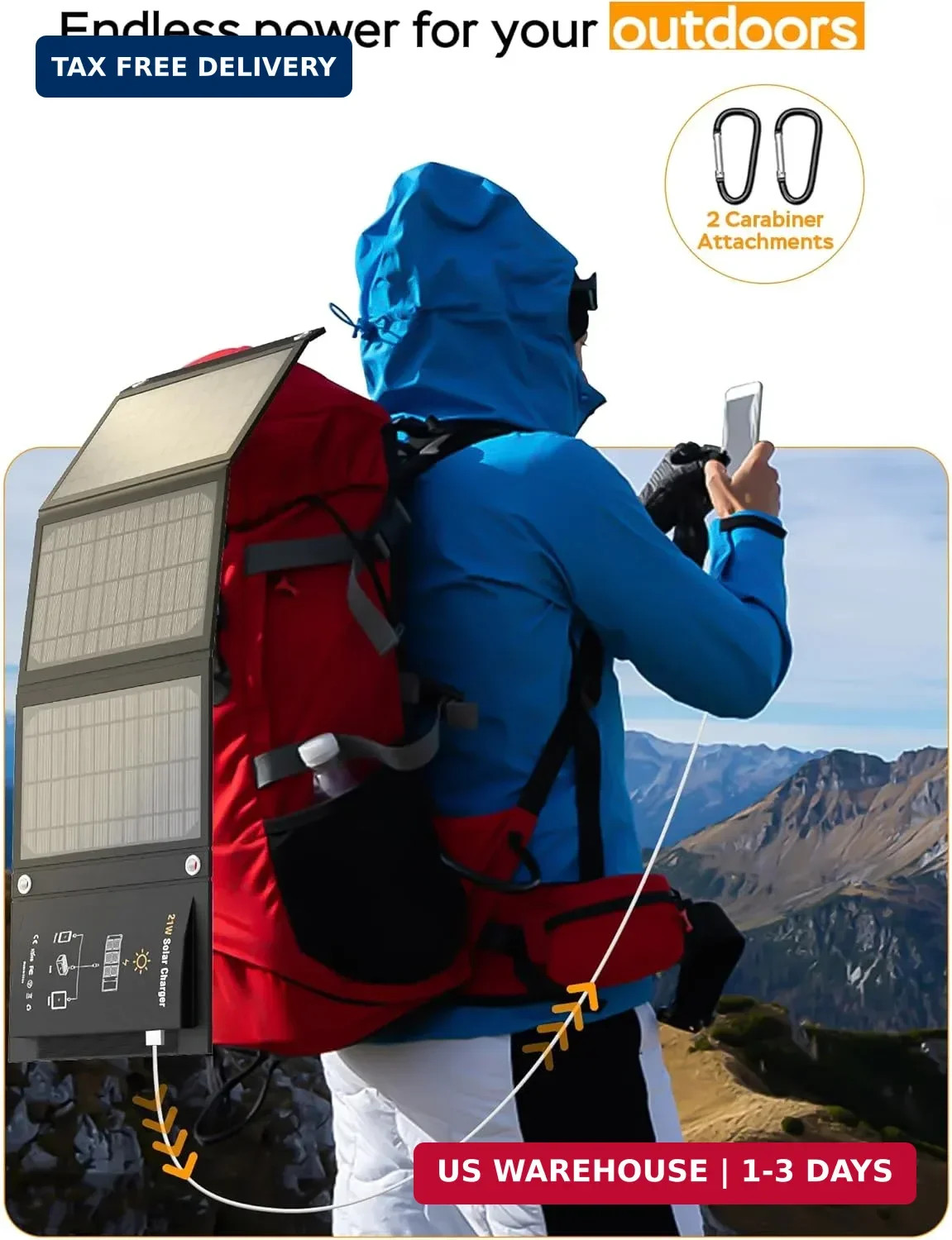 MARBERO 21W Portable Solar Panel Foldable Solar Panel Charger IP65 Waterproof So
