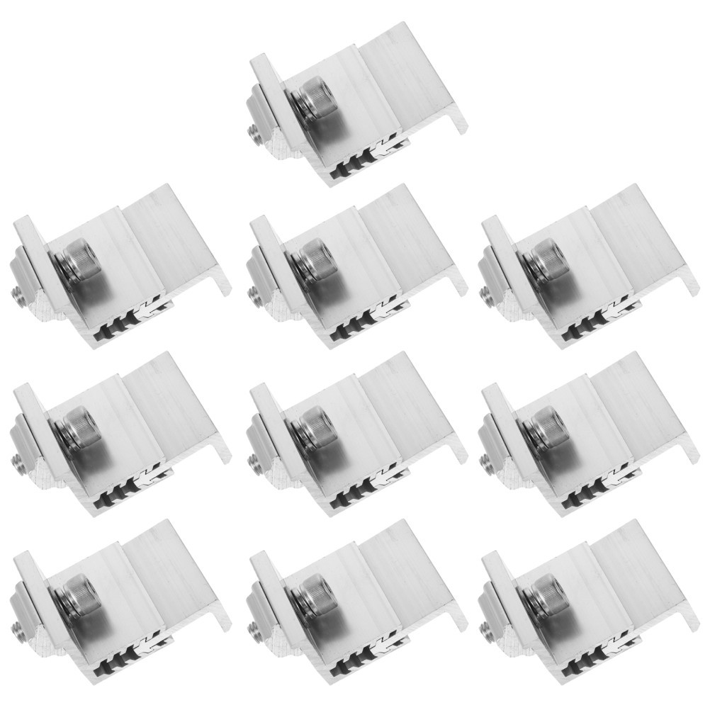 10Pcs Silver Aluminum Solar Panel Mounting Brackets with Adjustable End Clamps