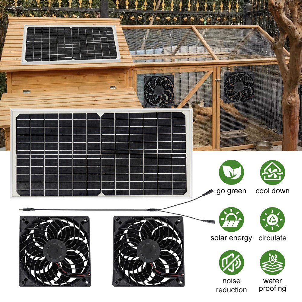 30W Solar Attic Fan Kit 14″ DC Fan with 25W Motor for Roof Vent or Chicken Coop