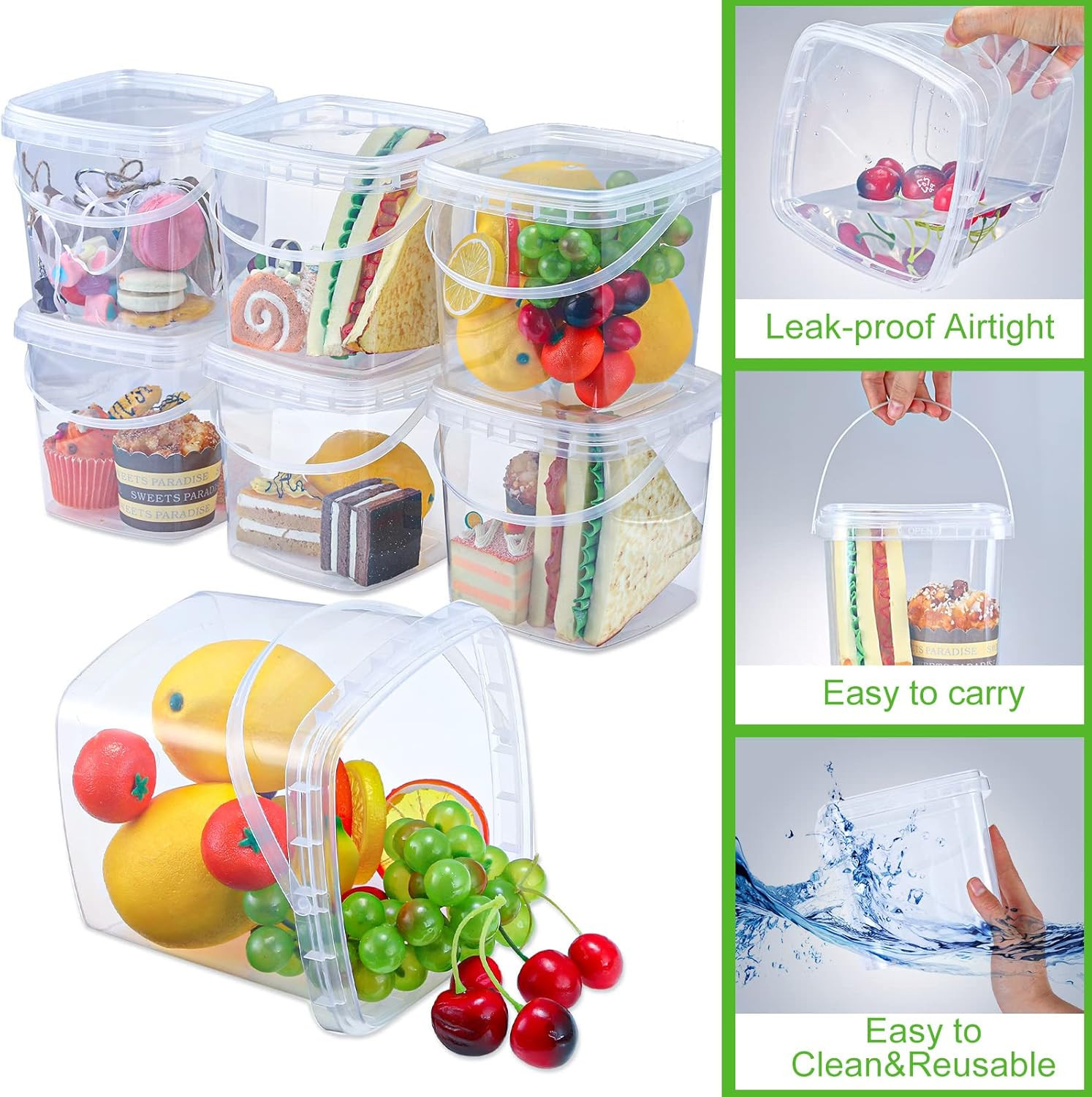 100 Pack 17 Oz Square Deli Containers with Lids Clear Plastic Food Storage Conta