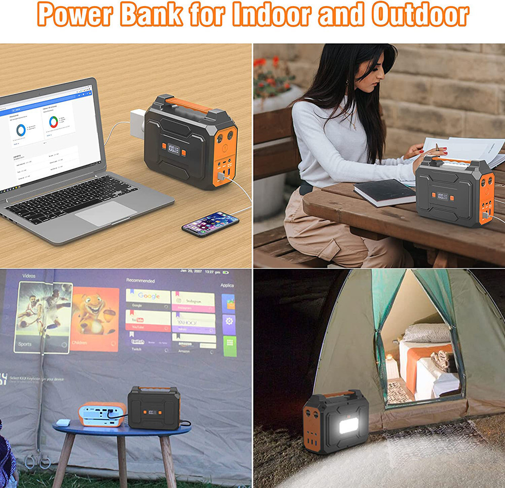 Portable Power Station 146Wh 100W AC USB Battery Charger Camping Solar Generator