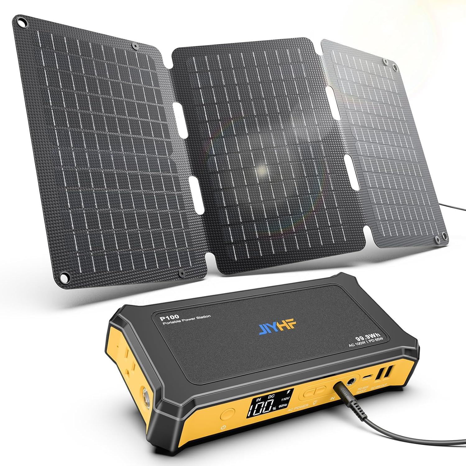 Portable Power Station 99.9Wh with Foldable Solar Panel 30W, Laptop Charger & Ba