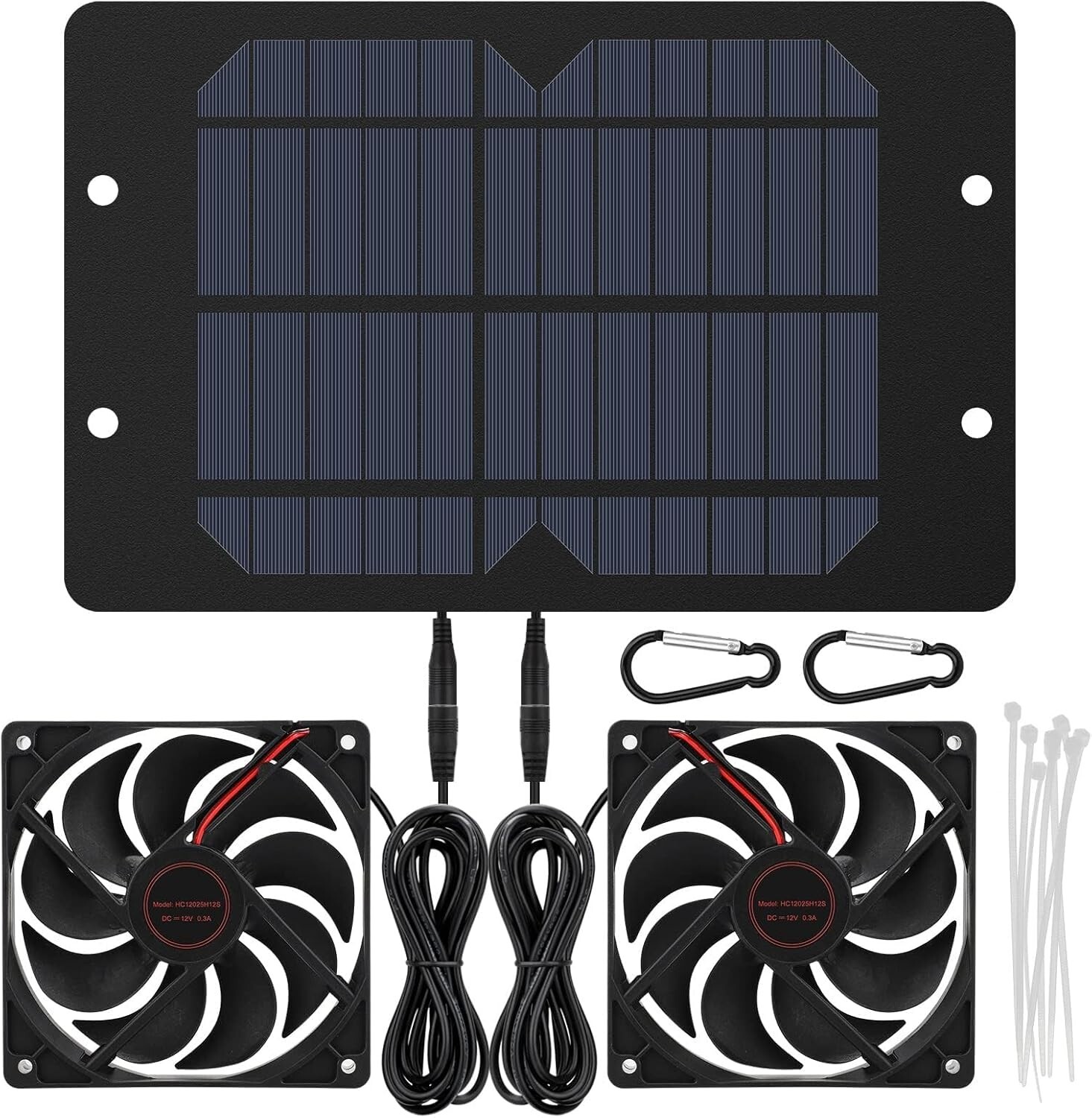 EEEKit Solar Panel Fans Kit, 10W 12V Solar Panel Powered Dual Fan | USA model