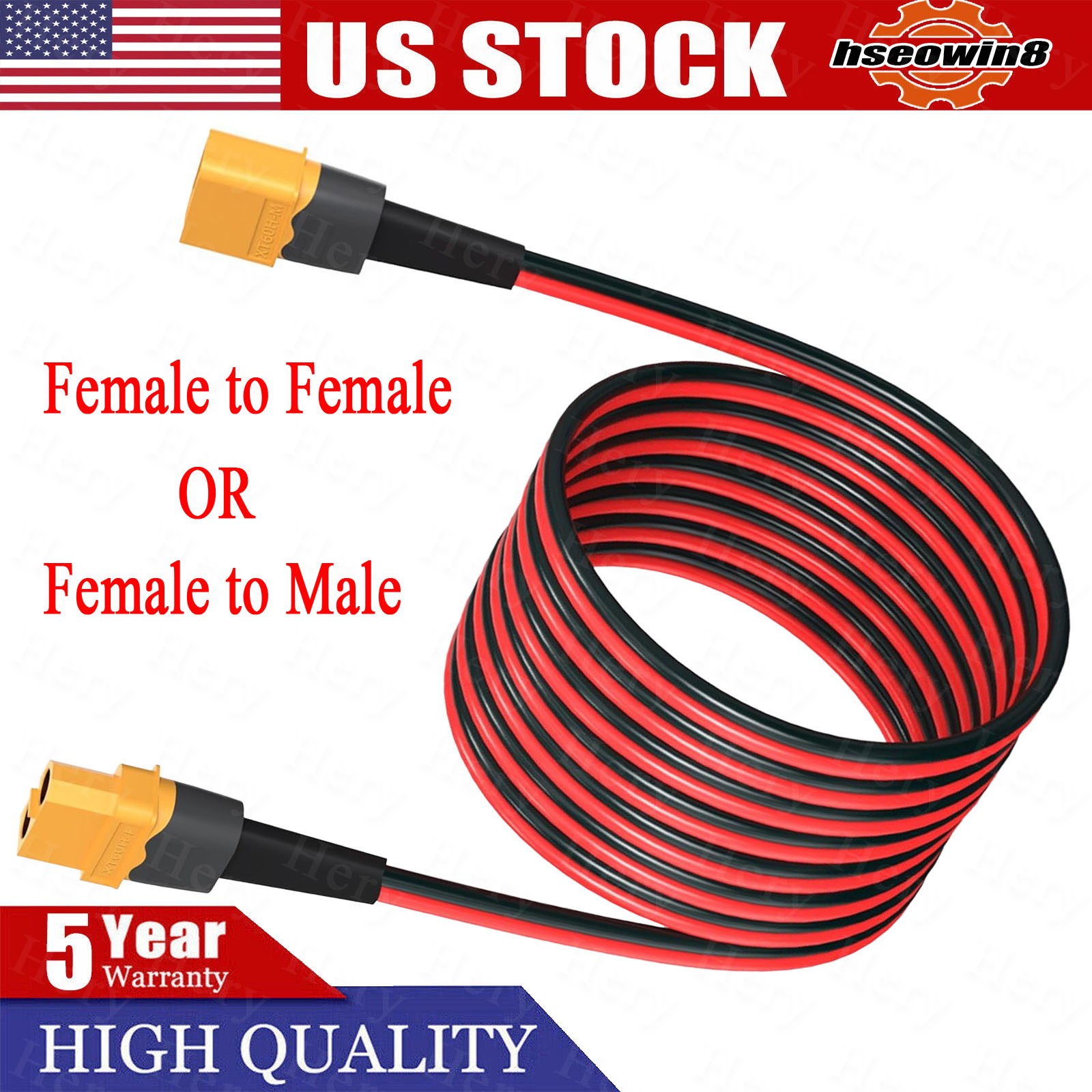 10 AWG XT60 Male Female to XT60 Female Male Connector Adapter RC Battery Cable