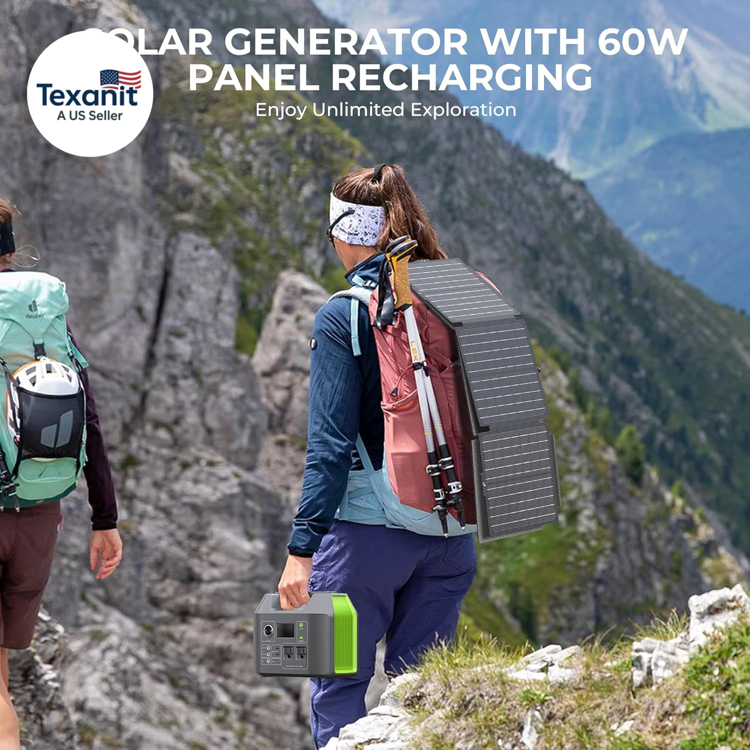 Portable Solar Generator, 300W Portable Power Station with Foldable 60W Solar Pa