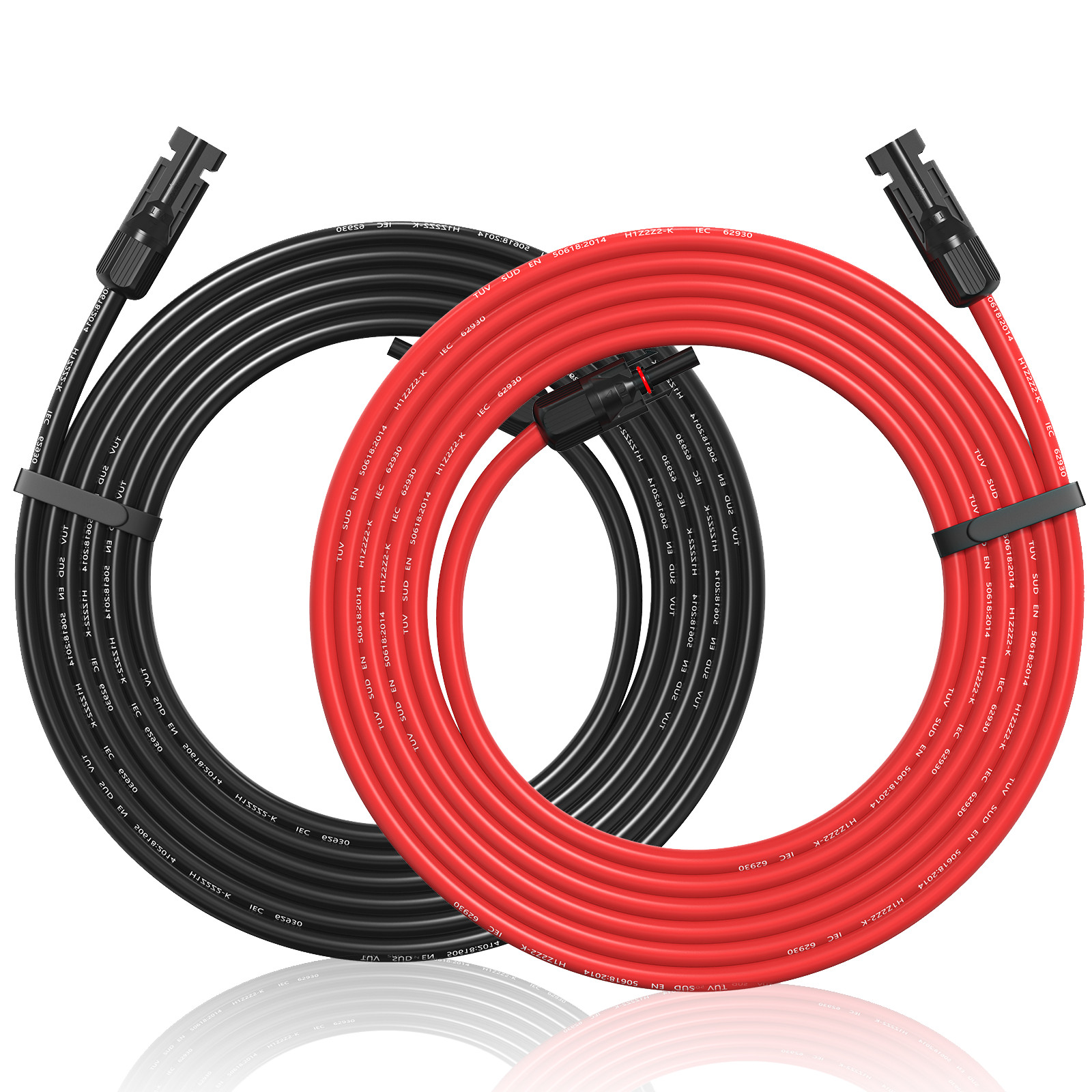 50ft Black+50ft Red 10 AWG Solar Panel Extension Cable Flexible Wire Connectors