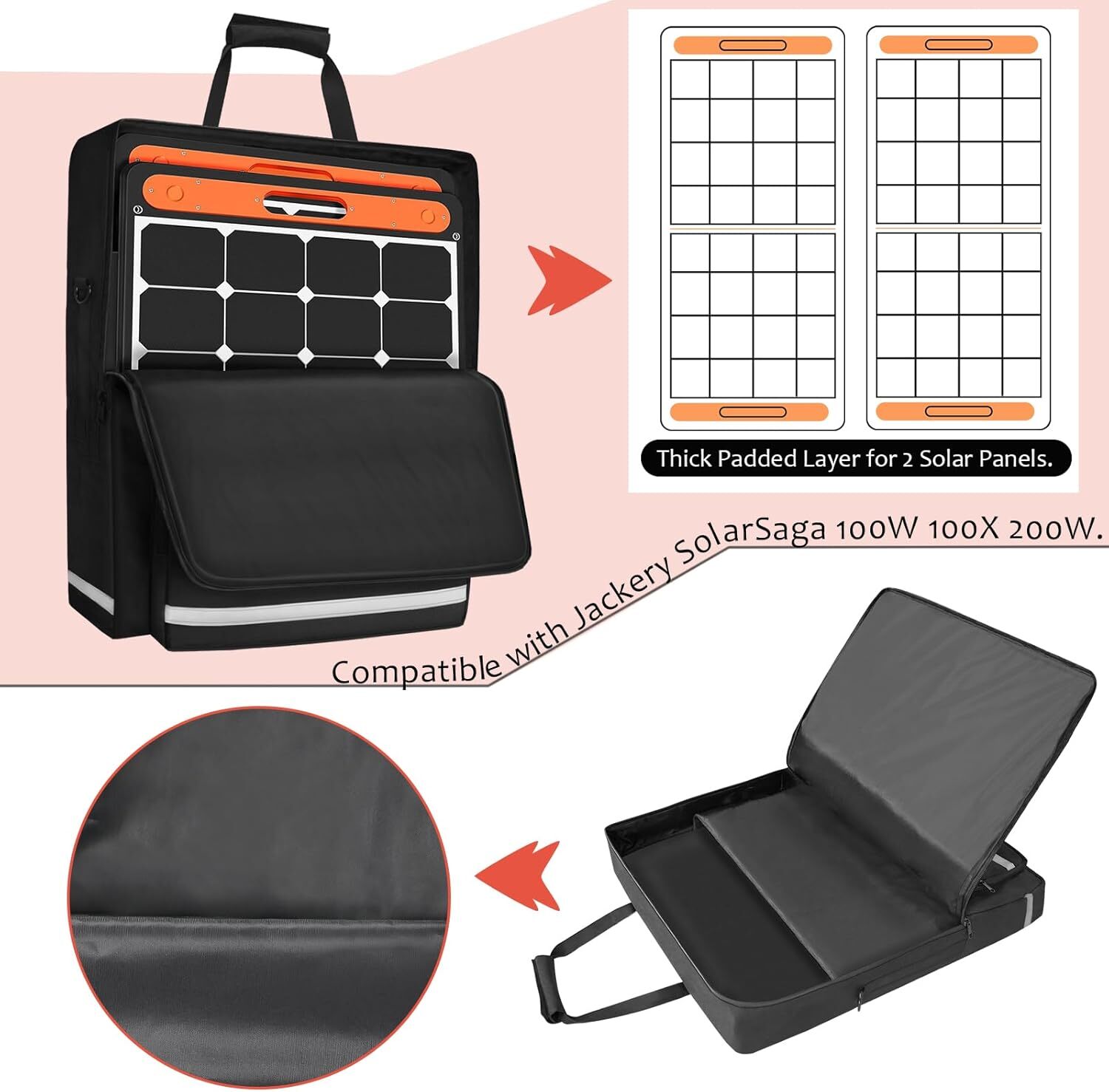 Solar Panel Storage Bag for 2 Solar Panels Solar Panel Carrying Case Compatib…