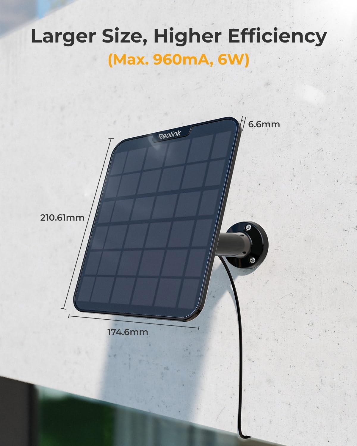 6W Solar Panel Black, Non-Stop Solar Power Supply for All Wireless Battery Ou…