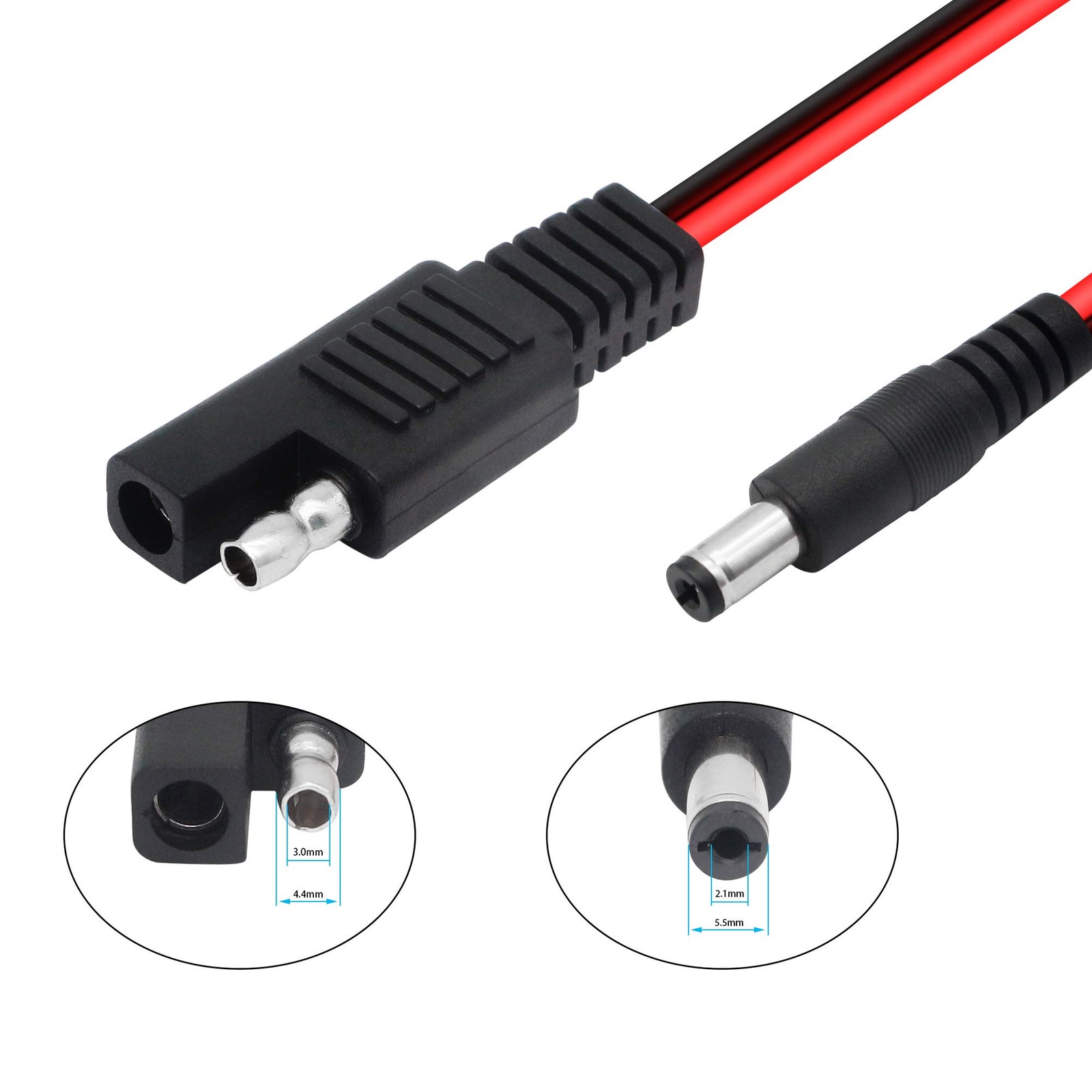 PNGKNYOCN 3.2 Feet 18AWG SAE Plug to DC 5.5×2.1mm Male Converter Adapter Cabl…