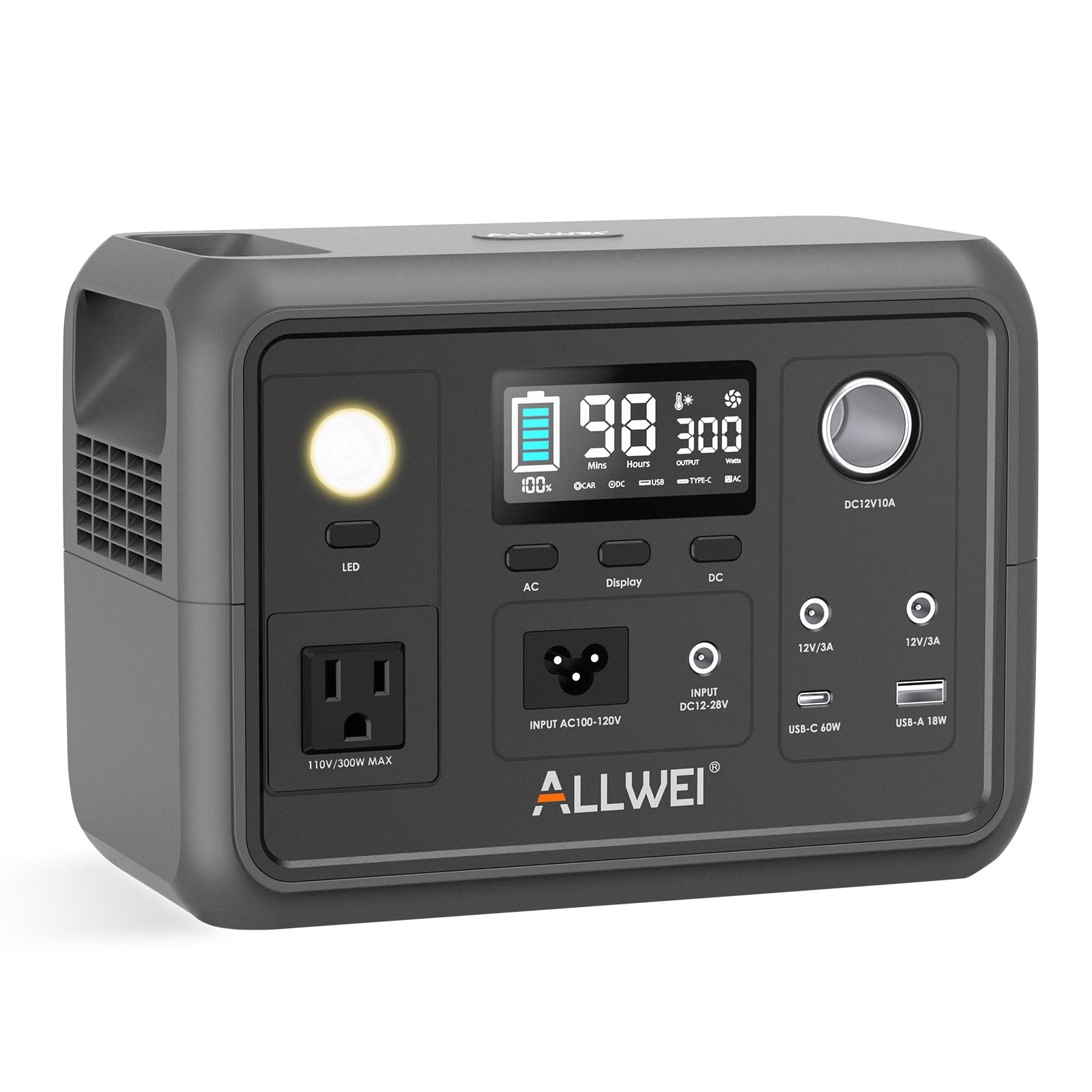 Portable Power Station 300W, 256Wh Solar Generator with 110V Pure Sine Wave A…