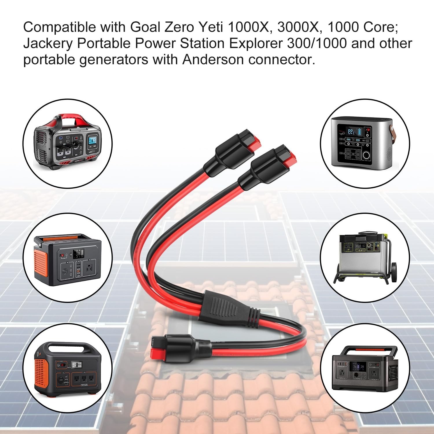 Solar Panel Y Splitter Cable 1 to 2 Branch Parallel Adapter | 10AWG Heavy-Duty,