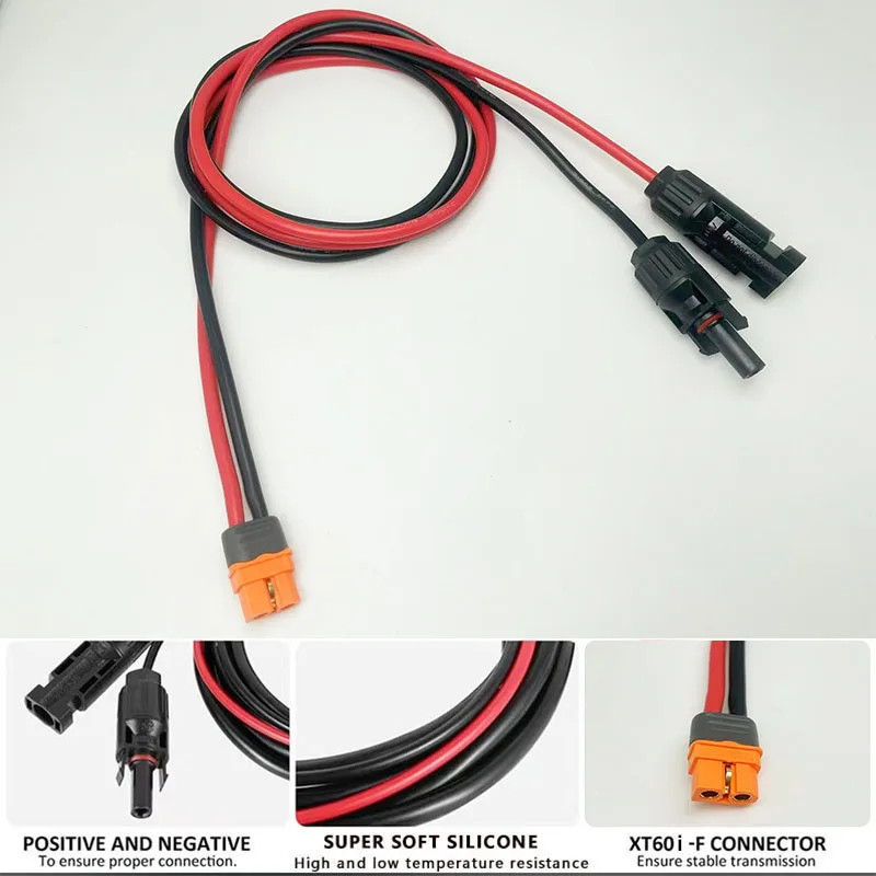 12 AWG Solar to Xt60I Cable 1M~10M (3.2Ft~32.8Ft) Solar Connector to Xt60IF Adap
