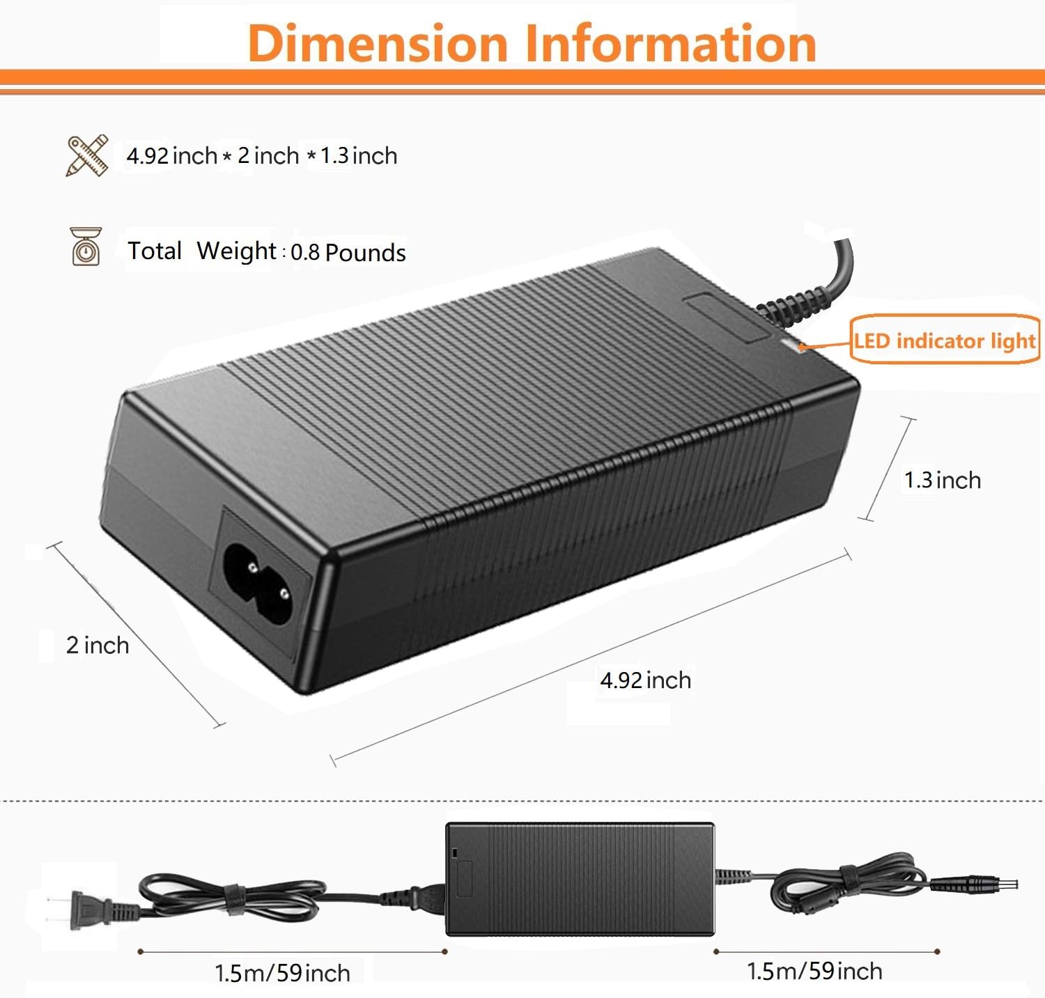 15V 60W AC Adapter Charger for Portable Power Station 50W to 300W Fit Anker/G…