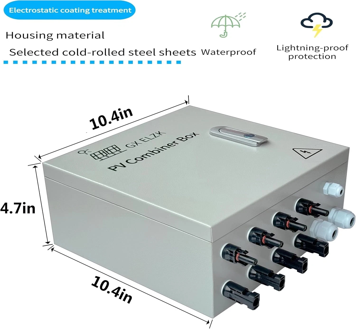 4-String Solar PV Combiner Box 80A IP65 40KA Surge Off-Grid Caja Combinadora