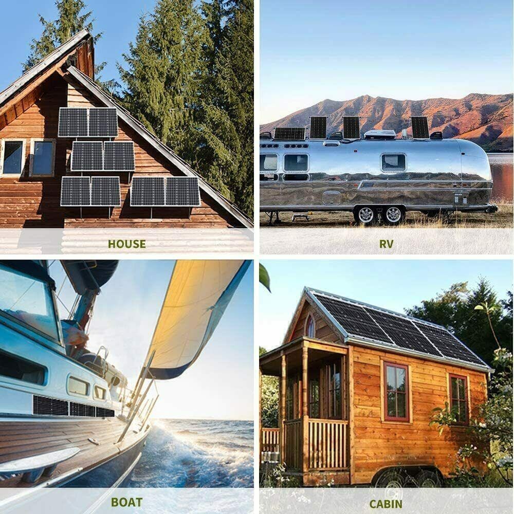 200W 12V Mono Solar Panel 200 Watt Off-Grid Power Home RV Camping Trailer Boat