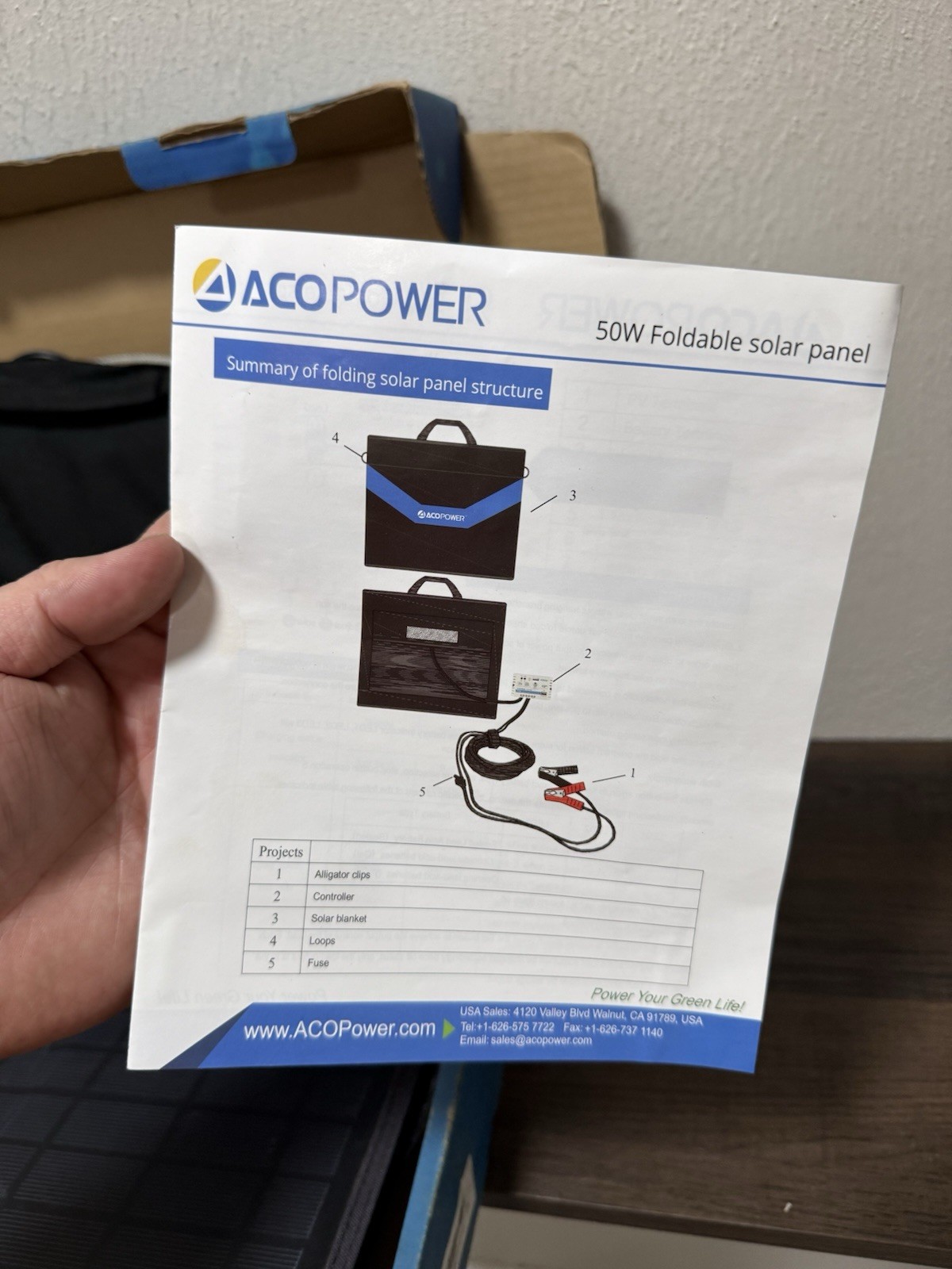 Aco 50W Foldable Solar Panel Kit W/ 5A Charge Controller for RV, Boats, Camping