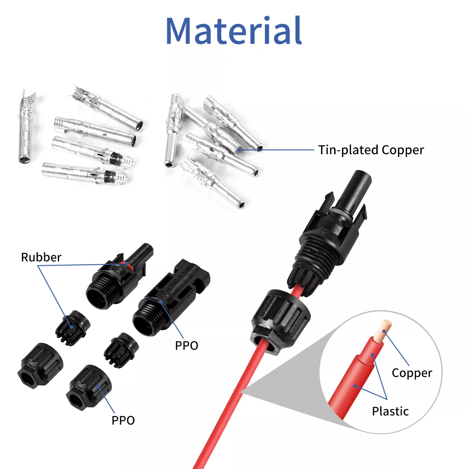 10/20/50/100/200 Pairs Male Female Solar Cable Connectors For DIY Solar Panel