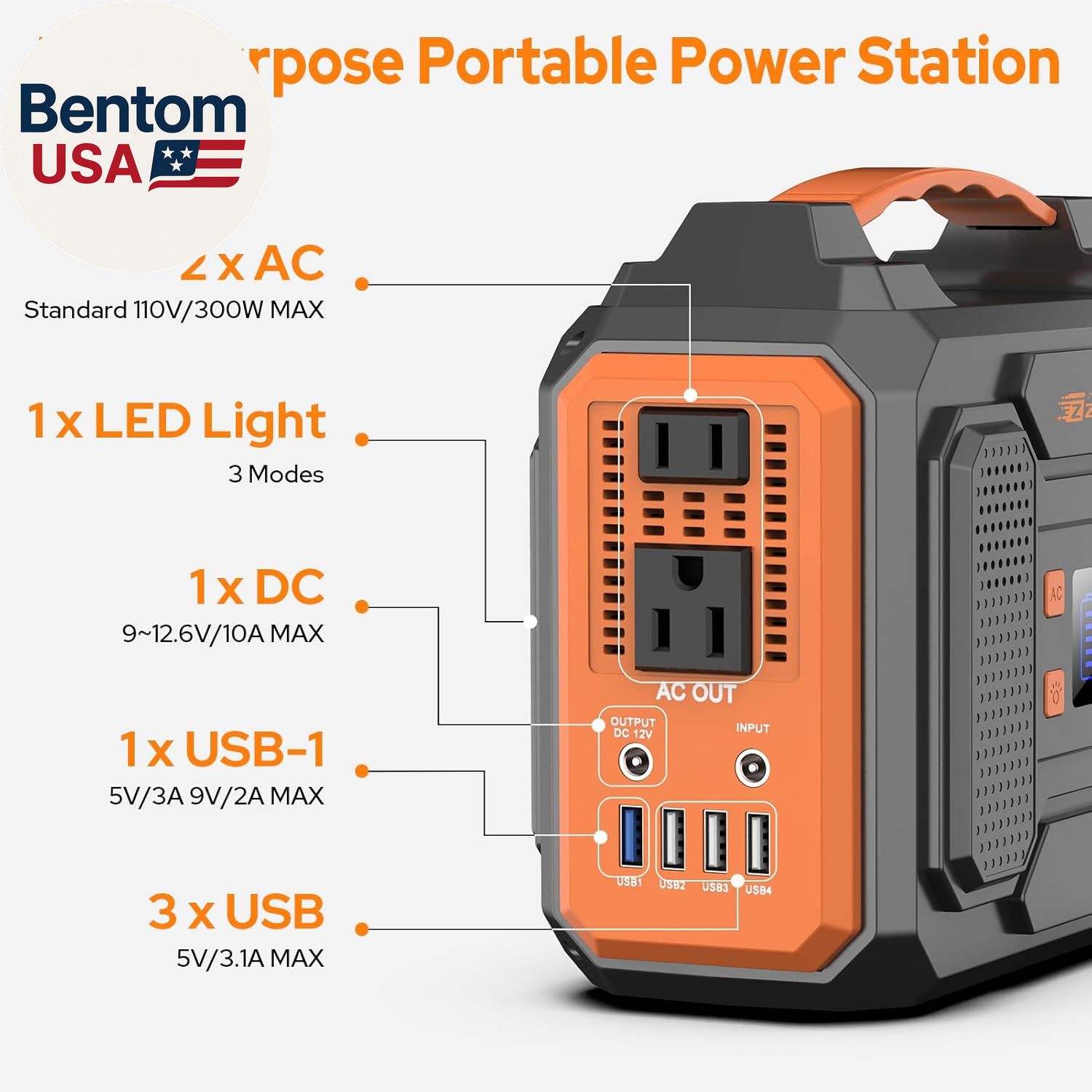 Portable Power Station 300W Solar Generator 280Wh(Without Solar Panel), 110V Por