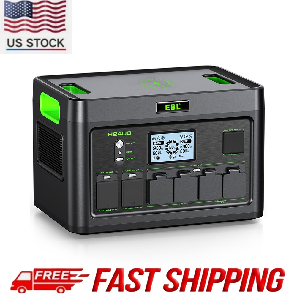2400W 1843.2Wh Power Station Portable Solar Generator LiFePO4 RV Backup Camping