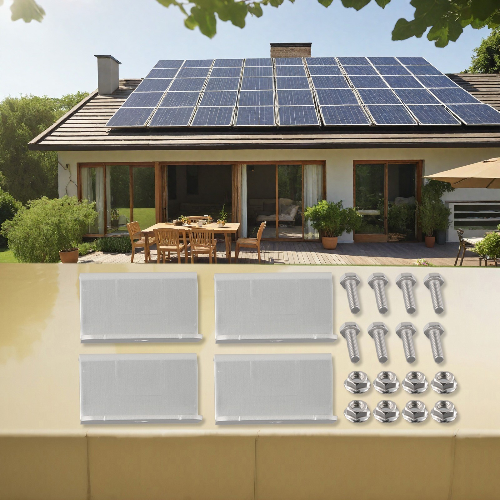 4x Panel Mounting Solar Z-Style Brackets Mounts Aluminum Alloy Battery Energy