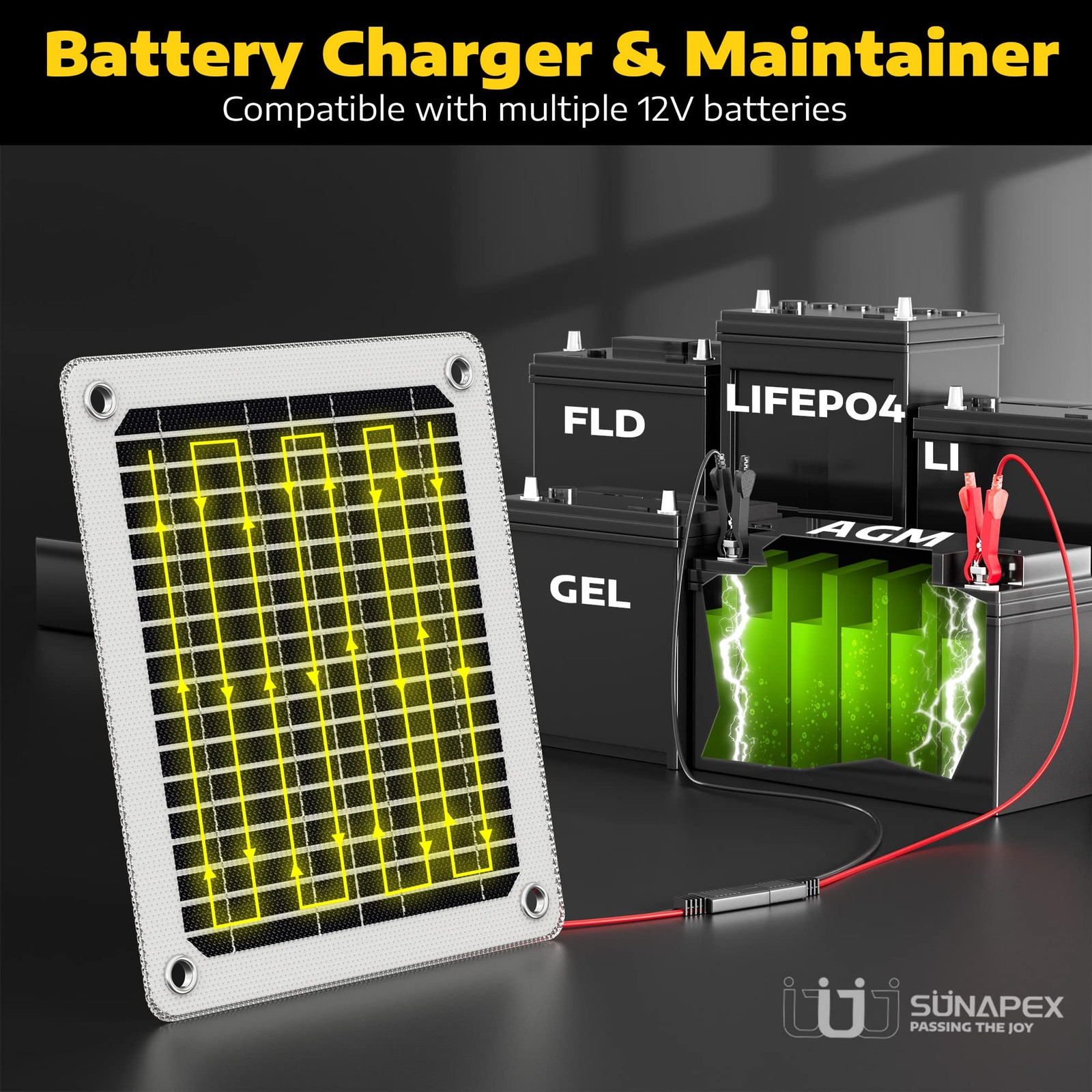 5W Solar Battery Charger Maintainer 12V Waterproof Solar Panel Trickle Charger