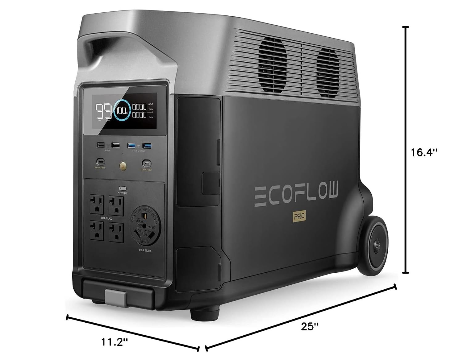 EF ECOFLOW Portable Power Station 3600Wh DELTA Pro, 120V AC Outlets X 5, 3600W,