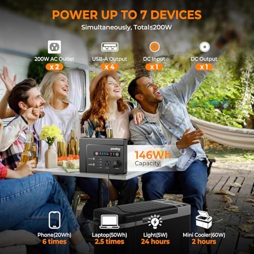 Solar Powered Generator, 200W Portable Power Station with Solar Black+Grey