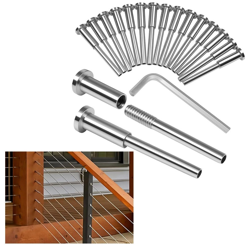 20 Pack 18 Inch T316 Stainless Steel Cable Railing Kit for Modern Deck Railings