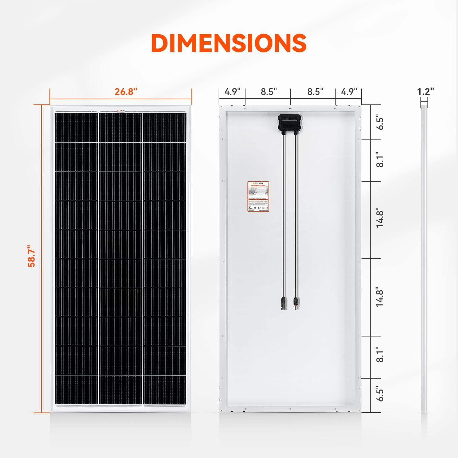 200 Watt 12 Volt 18BB Cell Monocrystalline Solar Panel N-Type Cells High Efficie