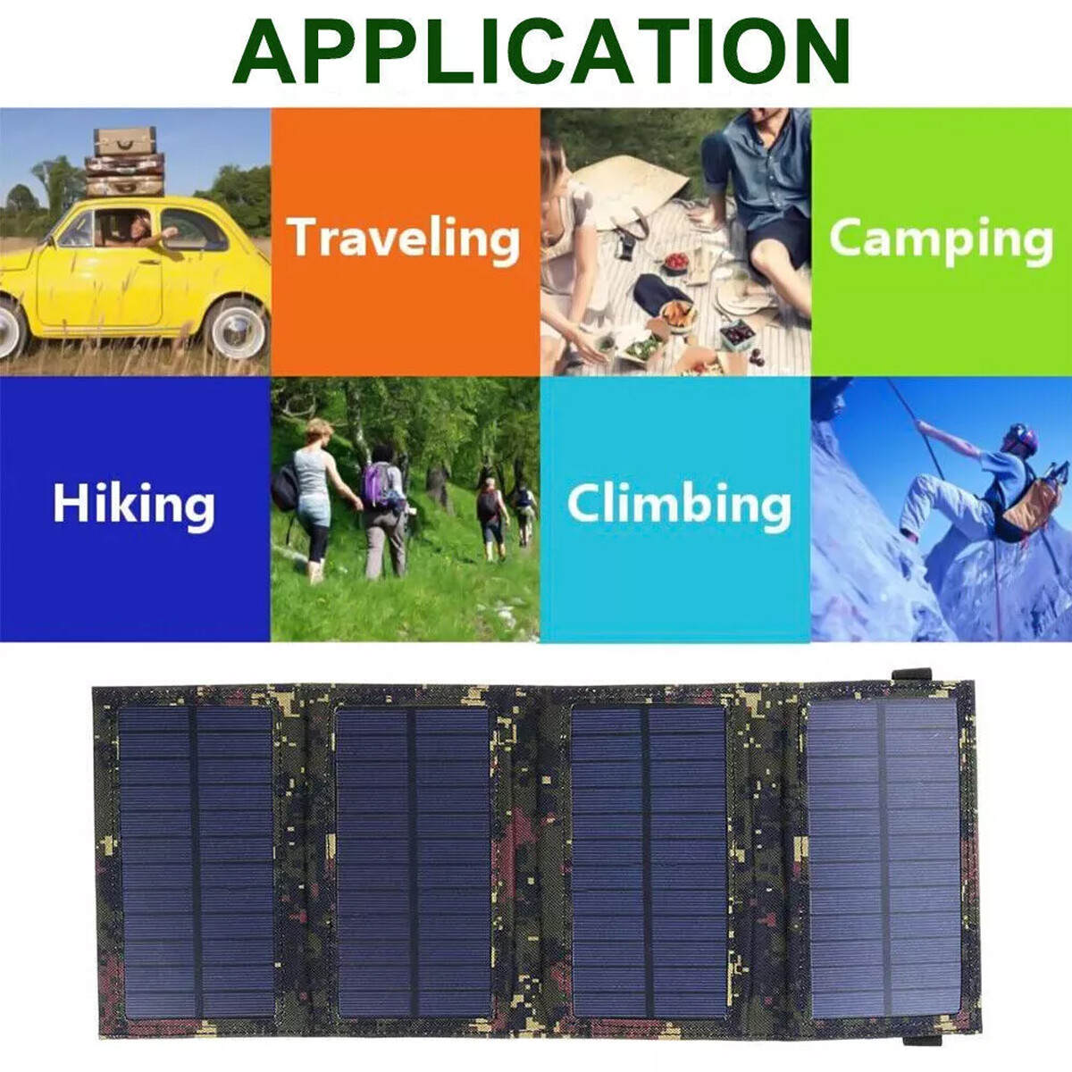 80W Solar Panel Kit USB 12V Battery Charger Folding Portable Power Bank IP65 US