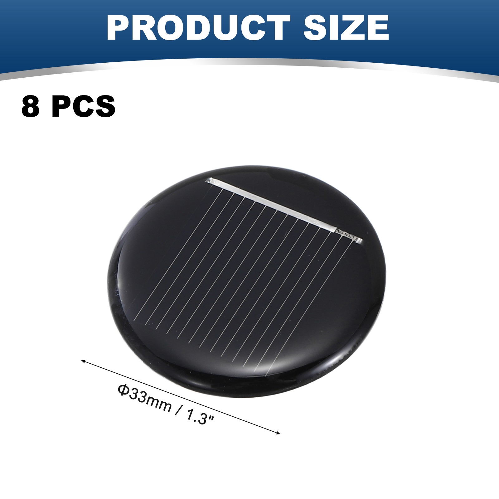8Pcs 0.5V 0.07W 140mA Round Solar Panels, Solar Photovoltaic Power Cells