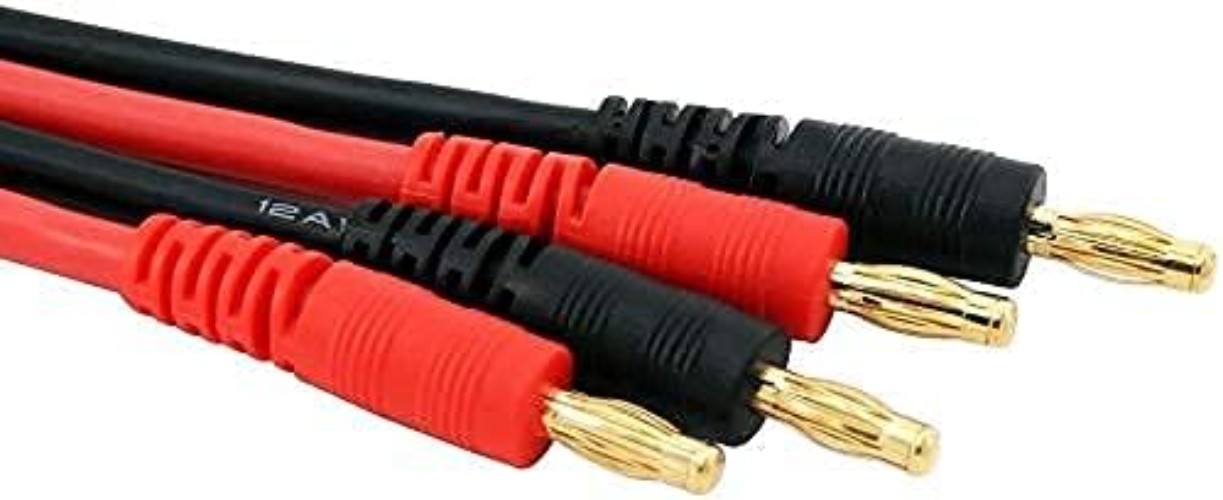 30cm XT60 Connector to 4mm Banana Plug Charging Cables – Pack of 2, Tangle-Free