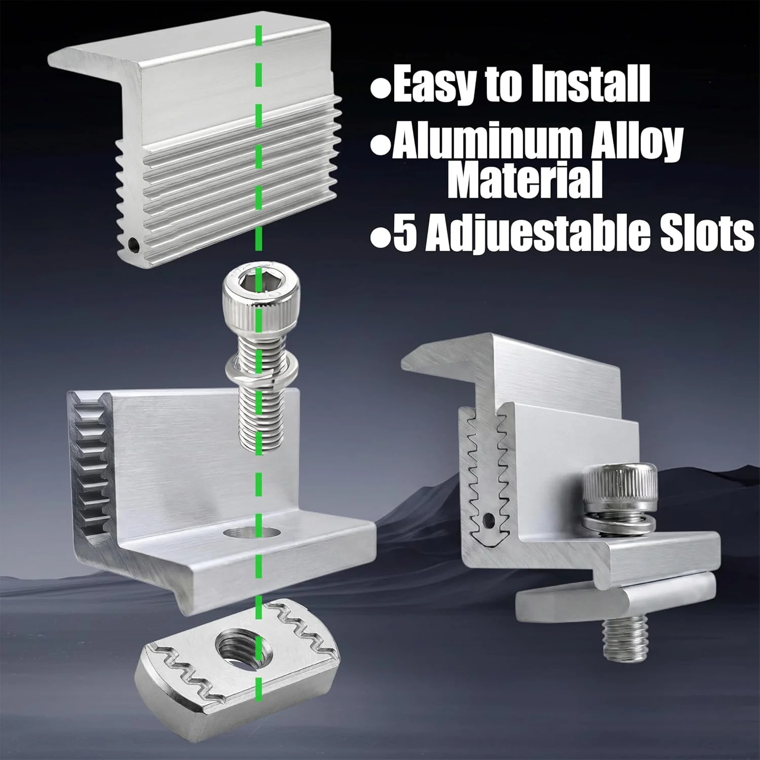 Solar Panel End Clamp Mounting Brackets 10 Pcs 32-50mm for Framed Solar