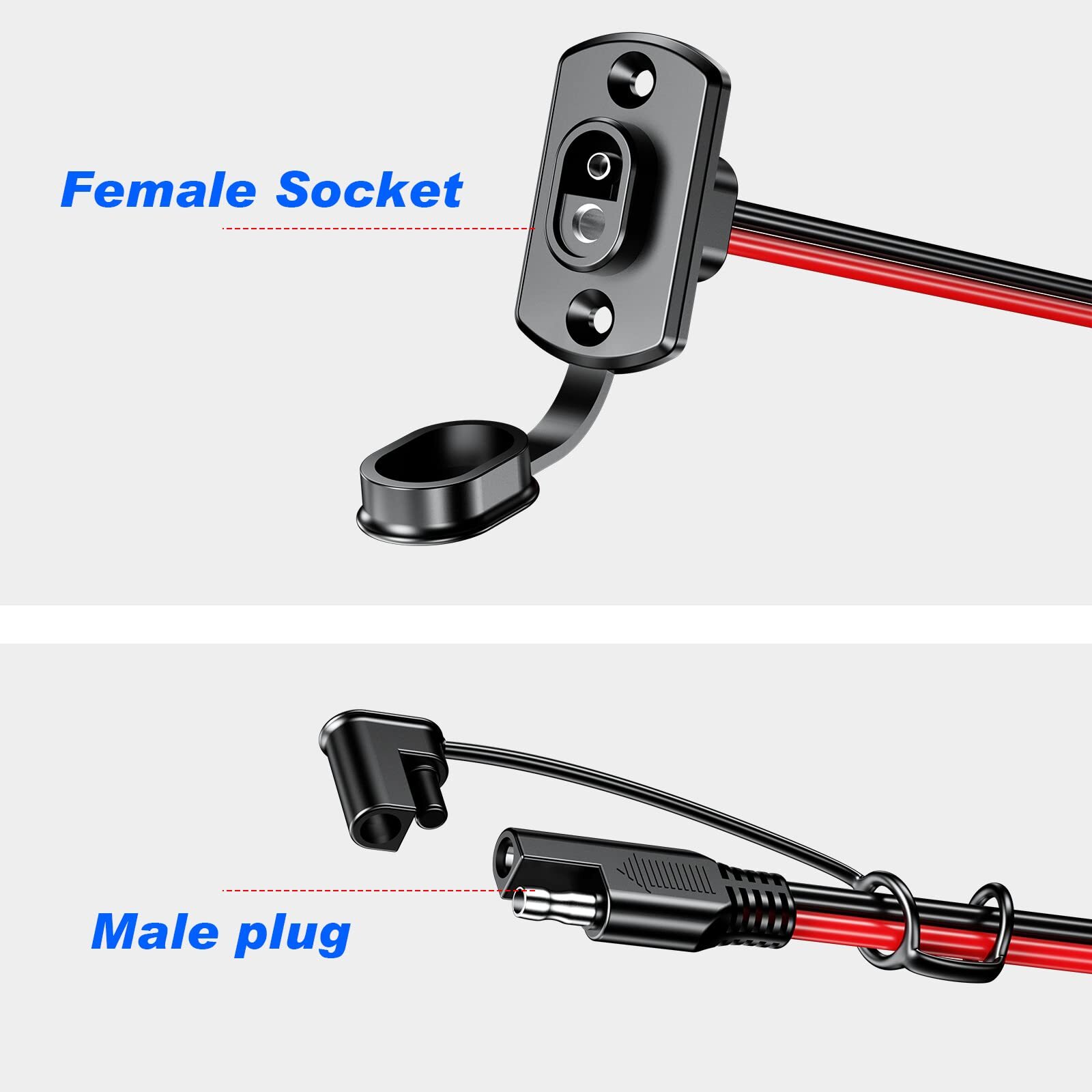 SAE Quick Connector Harness Male to Female 12AWG Extension Cord 2-Pack