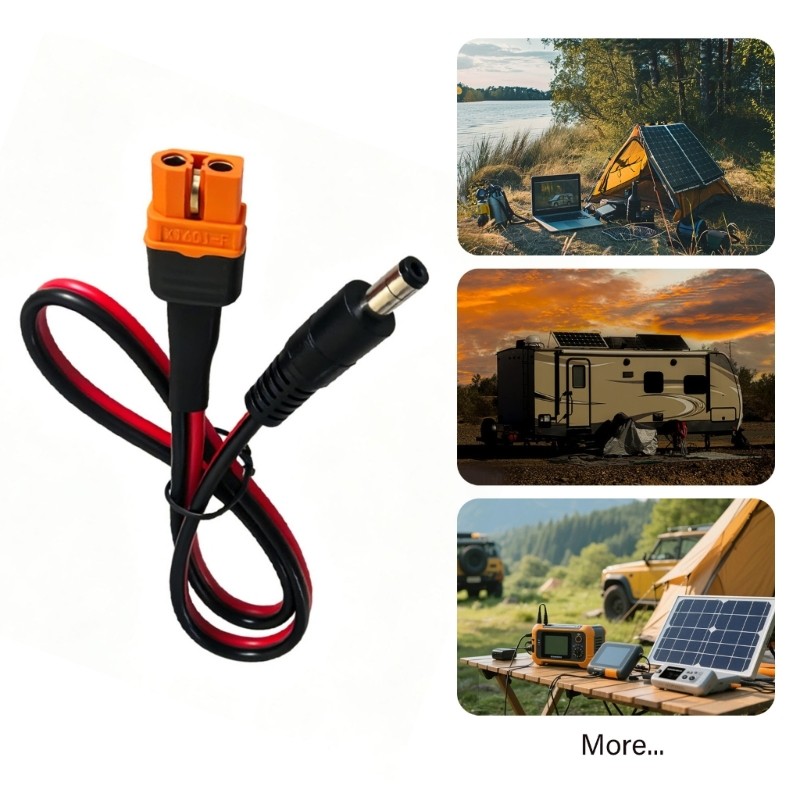 High Current XT60i Female To DC5521 Male Power Cord For Solar Energy Application