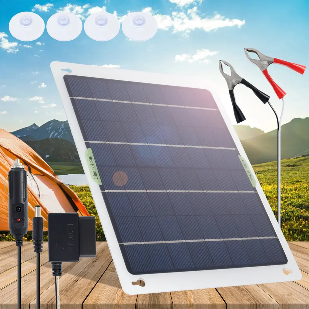 12V Solar Battery Trickle Charger 30W Solar Panel Maintainer Kit for Car RV Boat